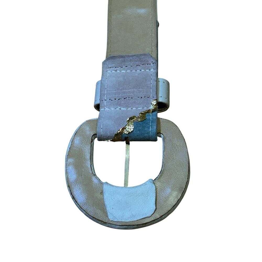 Vintage Pastel Patchwork Suede & Leather Belt - Picture 5 of 6